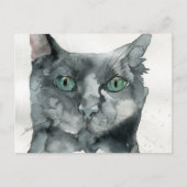 Watercolor Kat Briefkaart (Voorkant)