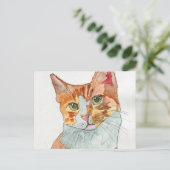 Watercolor Kat Briefkaart (Staand voorkant)
