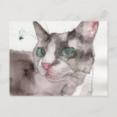 Watercolor Kat Briefkaart (Voorkant)