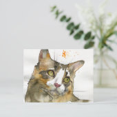 Watercolor Kat Briefkaart (Staand voorkant)