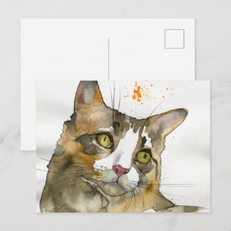 Watercolor Kat Briefkaart