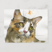 Watercolor Kat Briefkaart (Voorkant)
