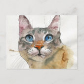 Watercolor Kat Briefkaart (Voorkant)