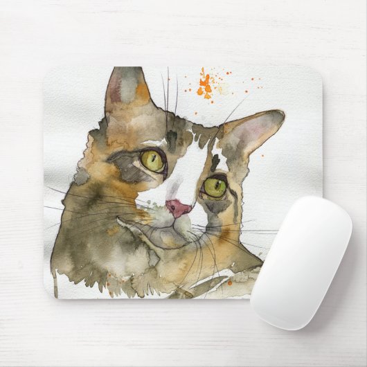 Watercolor Kat Muismat (Met muis)