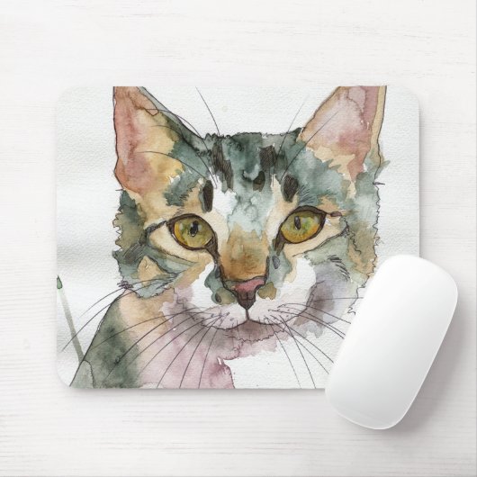 Watercolor Kat Muismat (Met muis)