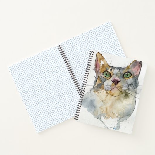 Watercolor Kat Notitieboek (Binnen)
