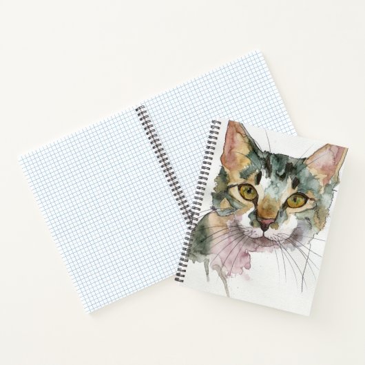 Watercolor Kat Notitieboek (Binnen)
