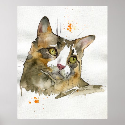 Watercolor Kat Poster (Voorkant)