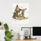 Watercolor Kat Poster (Thuiskantoor)