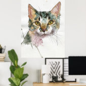 Watercolor Kat Poster (Thuiskantoor)