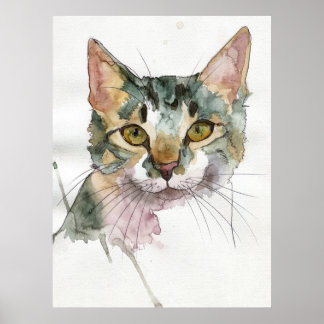 Watercolor Kat Poster