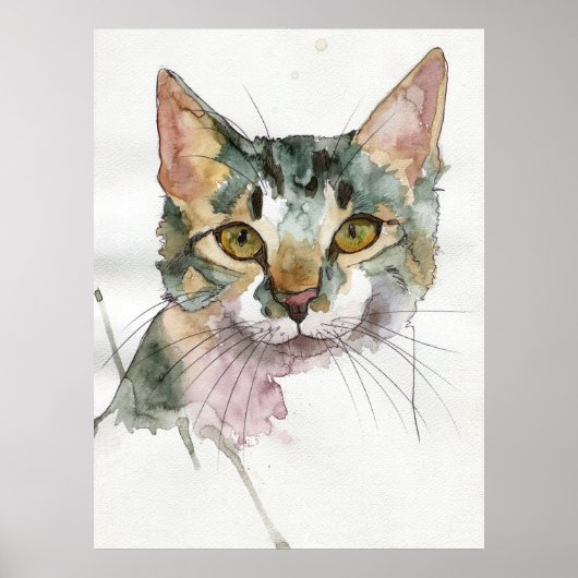 Watercolor Kat Poster (Voorkant)