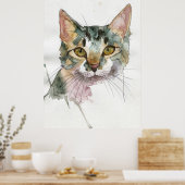 Watercolor Kat Poster (Keuken)