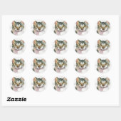 Watercolor Kat Ronde Sticker (Vel)