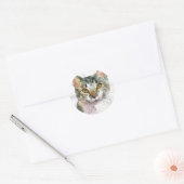 Watercolor Kat Ronde Sticker (Envelop)