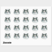 Watercolor Kat Ronde Sticker (Vel)