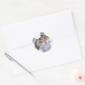 Watercolor Kat Ronde Sticker (Envelop)