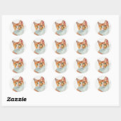 Watercolor Kat Ronde Sticker (Vel)