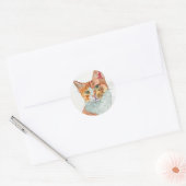Watercolor Kat Ronde Sticker (Envelop)