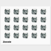 Watercolor Kat Ronde Sticker (Vel)