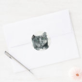 Watercolor Kat Ronde Sticker (Envelop)