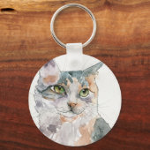 Watercolor Kat Sleutelhanger (Voorkant)