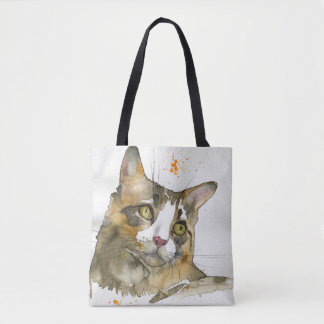 Watercolor Kat Tote Bag
