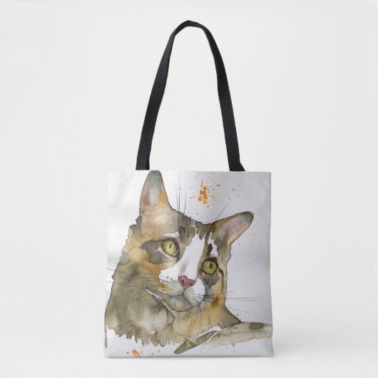 Watercolor Kat Tote Bag (Voorkant)
