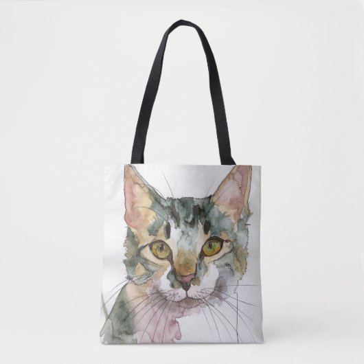 Watercolor Kat Tote Bag (Voorkant)