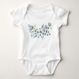 Watercolor katoenen bloemen en eucalyptus romper