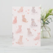 Watercolor Katten en Hartjes Uitnodiging (Staand voorkant)