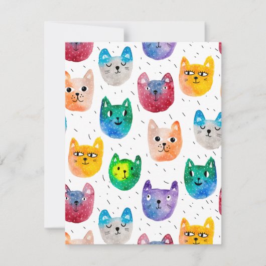 Watercolor katten en vrienden bedankkaart (Voorkant)