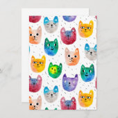 Watercolor katten en vrienden bedankkaart (Voorkant / Achterkant)