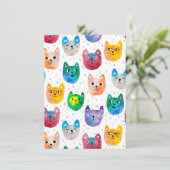 Watercolor katten en vrienden bedankkaart (Staand voorkant)