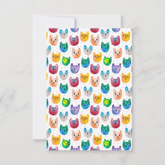 Watercolor katten en vrienden bedankkaart (Voorkant)