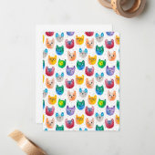 Watercolor katten en vrienden notitiekaartje (Voorkant / Achterkant in situ)