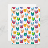 Watercolor katten en vrienden notitiekaartje (Voorkant / Achterkant)