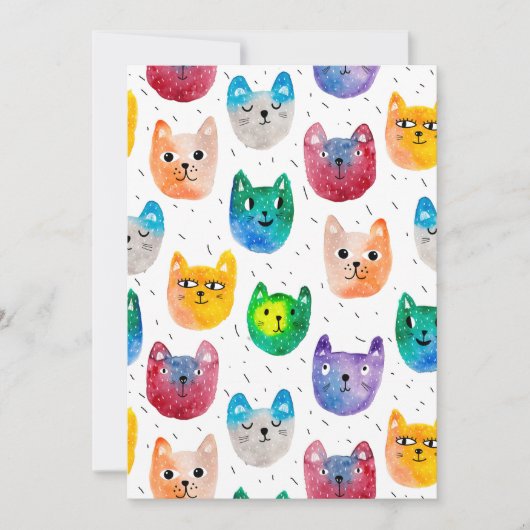 Watercolor katten en vrienden notitiekaartje (Voorkant)
