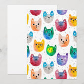 Watercolor katten en vrienden notitiekaartje (Voorkant / Achterkant)