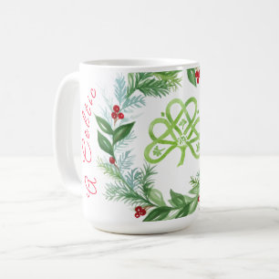 Watercolor Keltische Kerstkrans Koffiemok