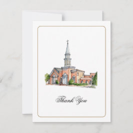 Watercolor Kerk Huwelijksfoto Bedankkaart