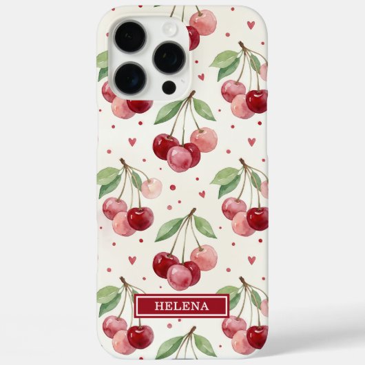 Watercolor Kersen Monogram Case-Mate iPhone Case (Achterkant)