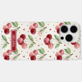 Watercolor Kersen Monogram Case-Mate iPhone Case (Achterkant (horizontaal))