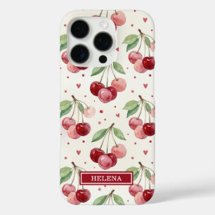 Watercolor Kersen Monogram iPhone 16 Pro Hoesje