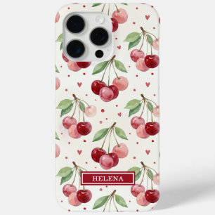 Watercolor Kersen Monogram iPhone 15 Pro Max Hoesje
