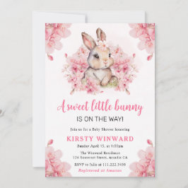 Watercolor Kersenbloesem Konijn Baby Shower Kaart