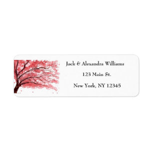 Watercolor Kersenbloesem Roze Retouradres Etiket