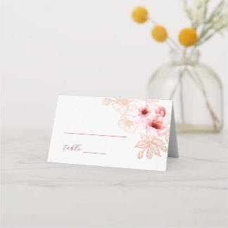 Watercolor Kersenbloesem Roze Witte Trouw Plaatskaartje