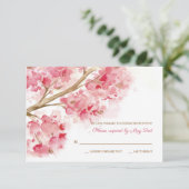 Watercolor Kersenbloesem RSVP Kaarten (Staand voorkant)