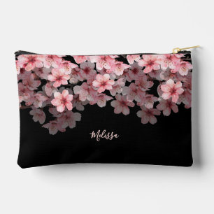 Watercolor Kersenbloesems Zwart Roze   Je Naam Etui